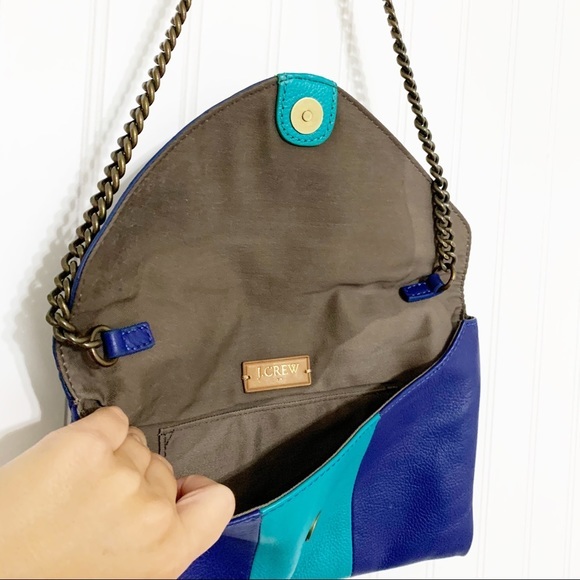 J. Crew Turquoise Leather Chain Link Shoulder Bag - Picture 5 of 7